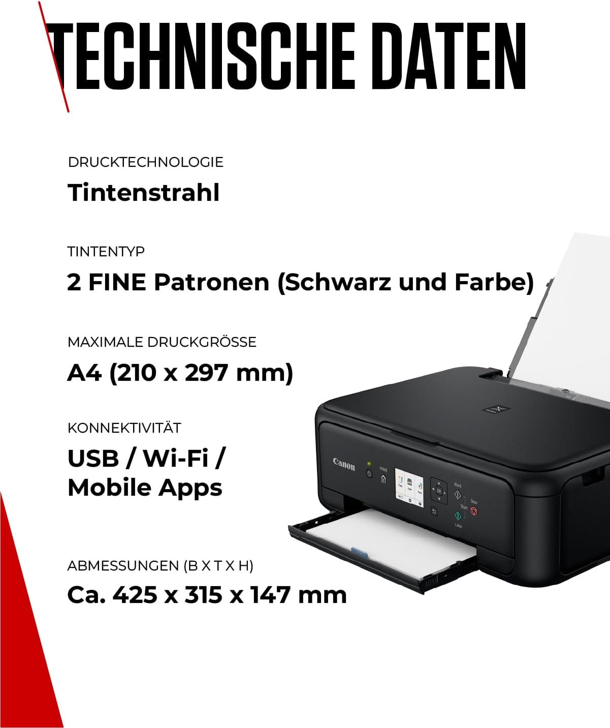 Canon Pixma colour Inkjet multifunction device (print, scan, copy, 2 Fine print heads with ink (black and colour), WiFi, print app, automatic duplex print, 2 paper feeders). – Bild 6
