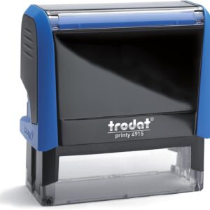 Trodat Printy 4913 – Case Colour Sky Blue – Personalised Address or Text Stamp with Desired Text – 58 x 22 mm – 6 Lines