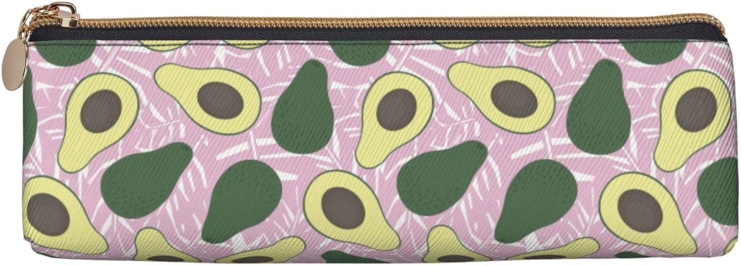 Federmäppchen mit niedlichem Avocado-Muster, Kosmetiktasche, Stifttasche, Leder, dreieckige Aufbewahrungstasche, Reißverschluss, Schreibwaren-Organizer für Erwachsene, Büro – Bild 3