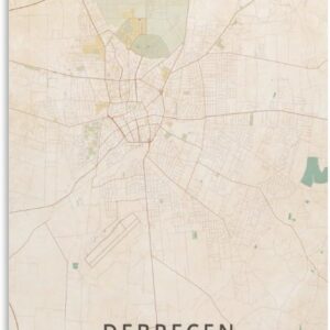 LZTEN Debrecen Hungary Map Poster Vintage Print Canvas Wall Art Print Posters for Home School Office Decoration Unframed 40x60cm