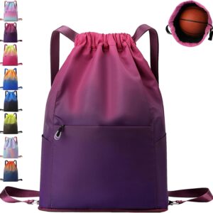 Gym Bag Sports Bag Men and Women Waterproof Colour Gradient Sports Bag Foldable Large Capacity Bag with Drawstring Backpack Drawstring Bag Men Girls