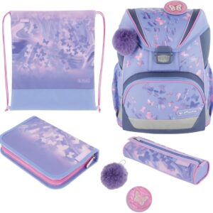 Herlitz School Bag Set of 6 Butterfly Paradise Ergonomic Ultralight School Bag 1st Class Boys Girls Children 16 L