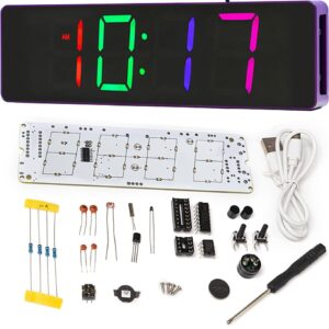 EIELE Digital Clock Soldering Exercise Set Enlarged Colour LED Display Temperature Measurement Automatic Brightness Adjustment Soldering Learning Program for Students and Beginners (Soldering