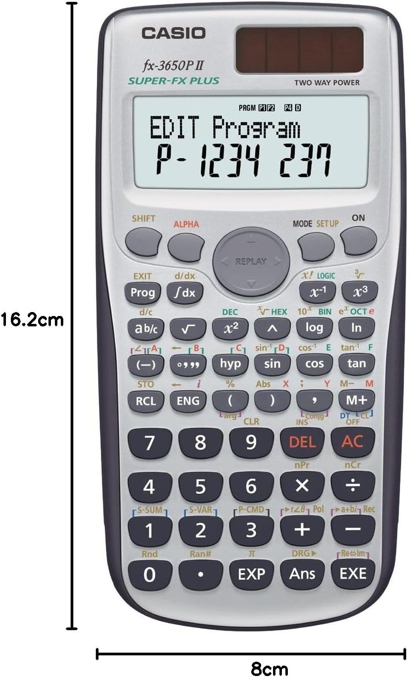 Casio Europe FX-3650PII Programmable Calculator with 279 Functions and 2-Row Display (Battery-Operated/Solar-Operated) – Bild 3