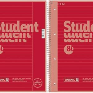 Brunnen 1067925123 Student Colour Code Notepad (A4 Lined, Line Style 25, 90 g/m², 80 Sheets) Red (Pack of 2)