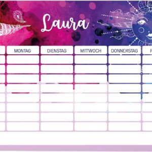 Striefchen® Magnetic timetable with name for teenagers to write on – perfect for starting school watercolour