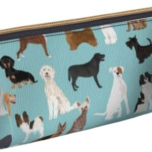 Dog Pencil Case Triangle Portable Pencil Case Leather Organizer Zipper Cosmetic Bag, White, Bag organiser