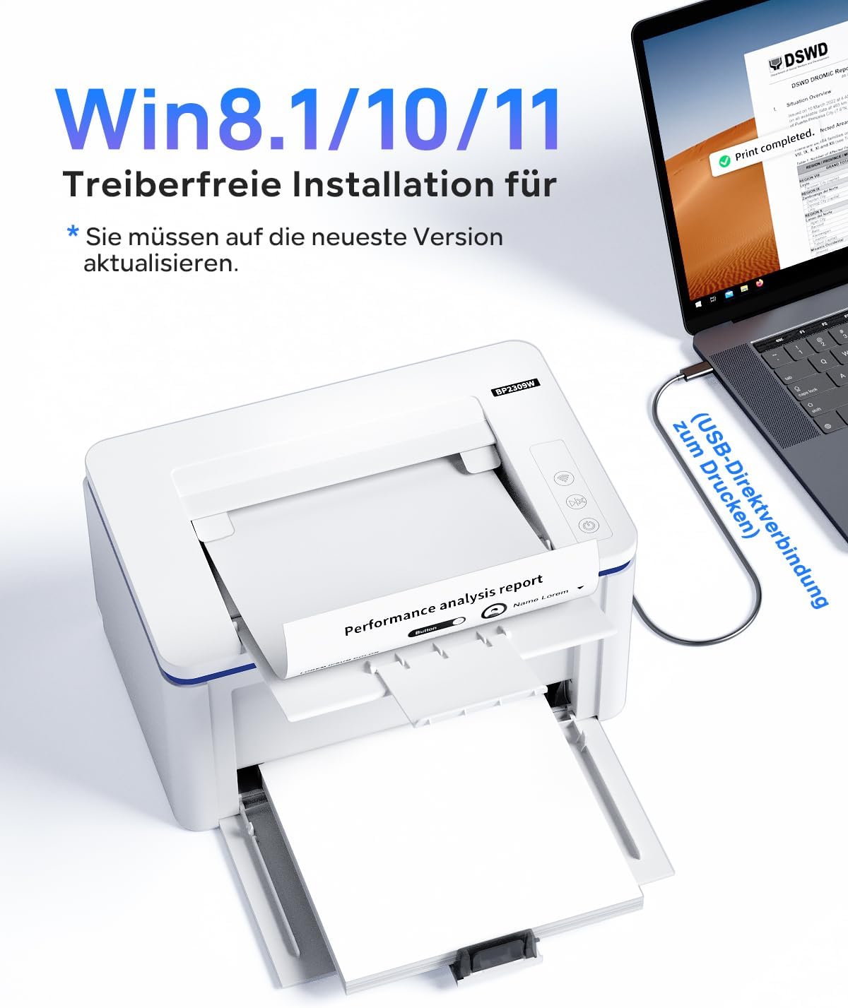 PANTUM BP2309W Laser Printer Black White WLAN Airprint Mopria Small for Home and Office 20ppm Includes 500 Page Start Toner Cartridge – Bild 7