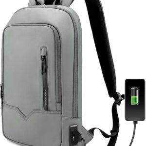 Laptop Backpack Men's Lightweight 15.6 Inch Business Backpack with USB Port Waterproof Backpack Men's School Backpack Boys Small Backpack for School Work Hiking University Travel White Grey
