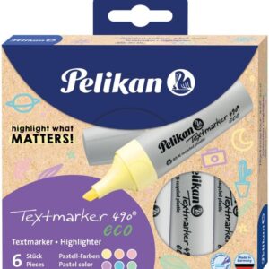 Pelikan Highlighter 490 eco Pastel Assorted Colours, Pack of 6 in Case
