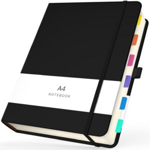 Notebook Black - 100gsm Thick Paper Lined Notebook A4 360 Pages - Journal Note Book A4 21.6 x 28.5 cm - PU Leather Hardcover Notebook A4 - Notepad A4