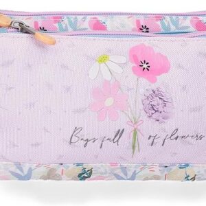 Enso Full of Flowers Triple Pencil Case, Pink, 22 x 12 x 5 cm, Polyester
