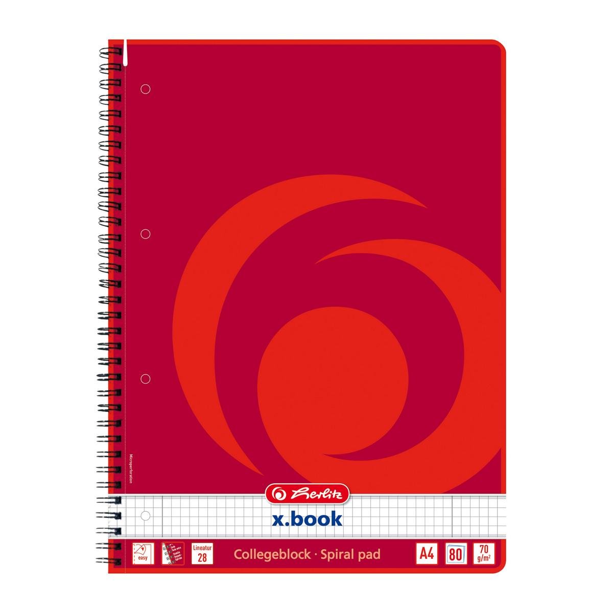 5x Collegeblock / DIN A4 / Spiralblock / kariert / 80 Blatt