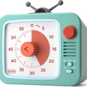LIORQUE Visual Timer Children's 60 Minute Countdown Timer for Children and Adults Quiet Timer with Pause Function for School Office Kitchen Batteries incl.
