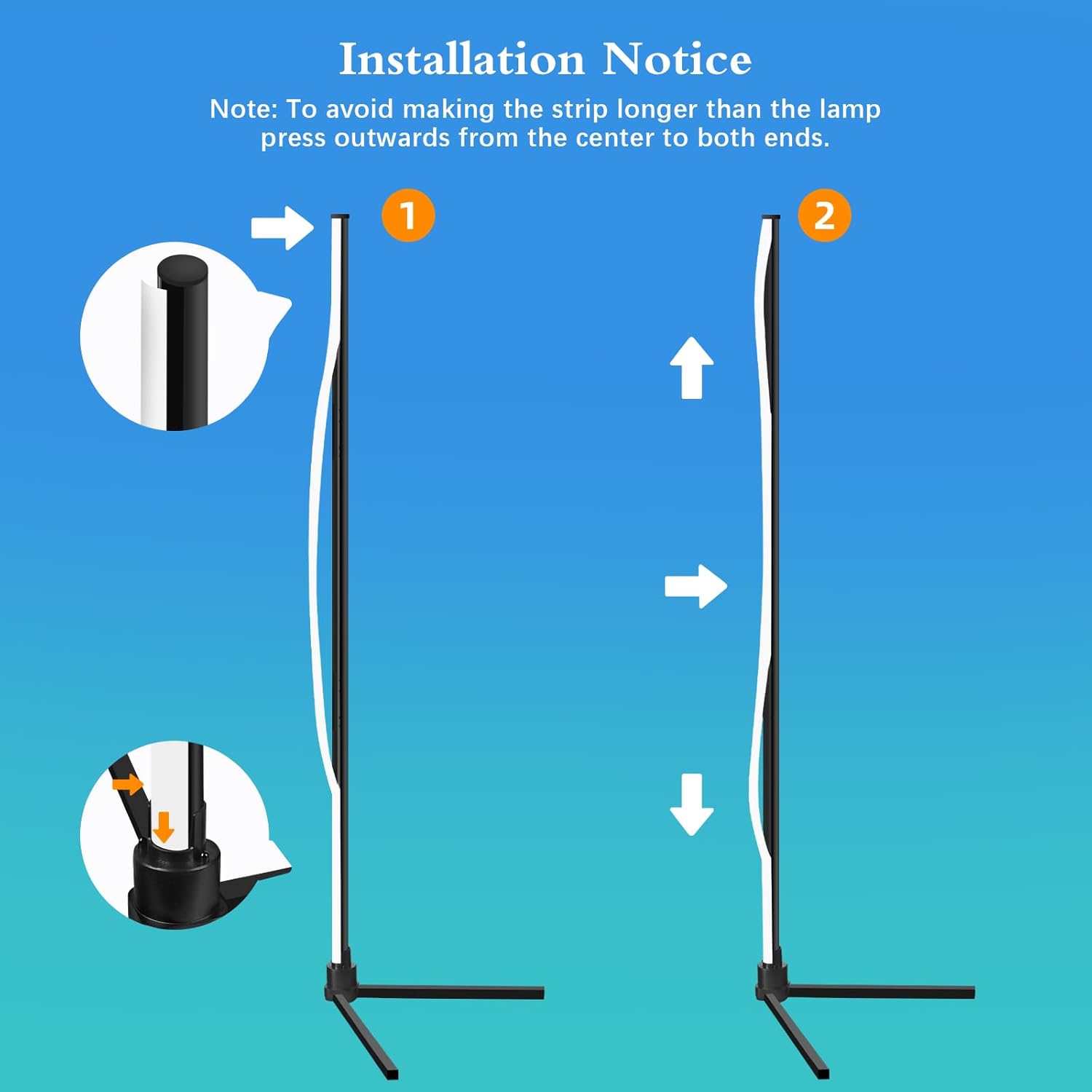 LED Corner Lamp, WiFi RGBCW Floor Lamp Living Room Dimmable LED Floor Lamp Compatible with Alexa/Google Home, Corner Light with Remote Control, Modern Reading Lamp, Smart Floor Lamp, Bedroom – Bild 7