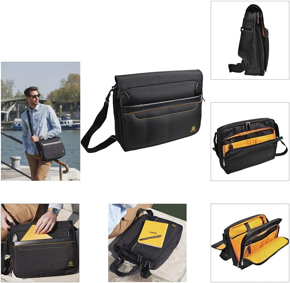 Exacompta 17234E Premium Laptop Shoulder Bag Exactive with Many Inner Pockets, Water-Repellent, Suitable for Laptops and Notebooks up to 14, Ideal for School, University and Work, Black – Bild 5