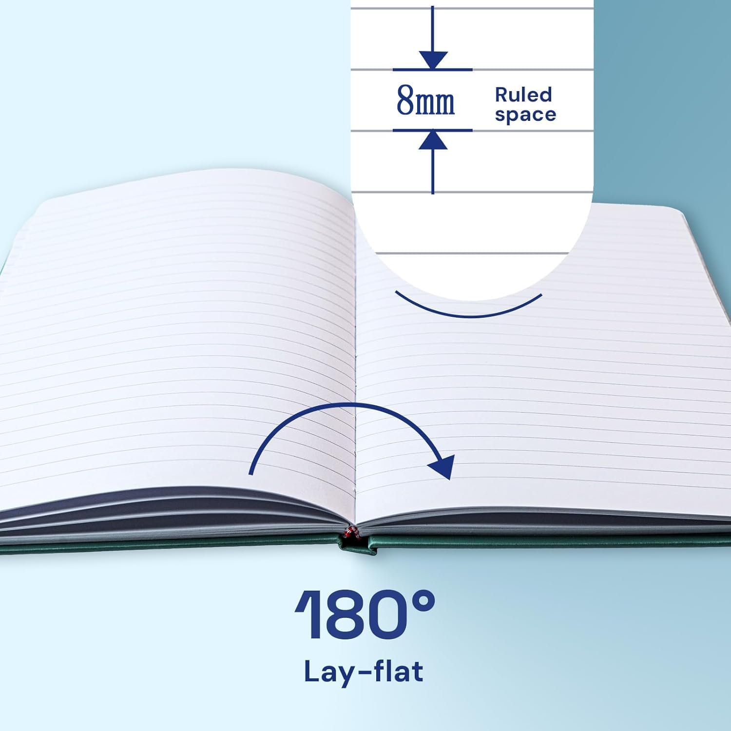 A4 Lined Notebook, Notebook Hardcover, 80 Sheets (160 Pages) 80 g/m², 7 mm Line Spacing for Home, School and Work, Black (3 Pieces) – Bild 5