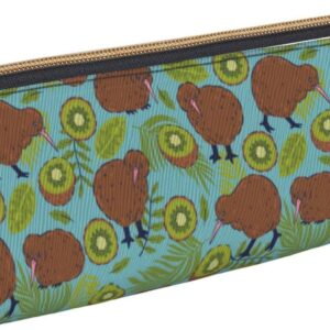 Kiwi Bird Pattern Pencil Case Triangle Pencil Case Portable Pencil Case Leather Organizer Zipper Cosmetic Bag, White, Bag organiser