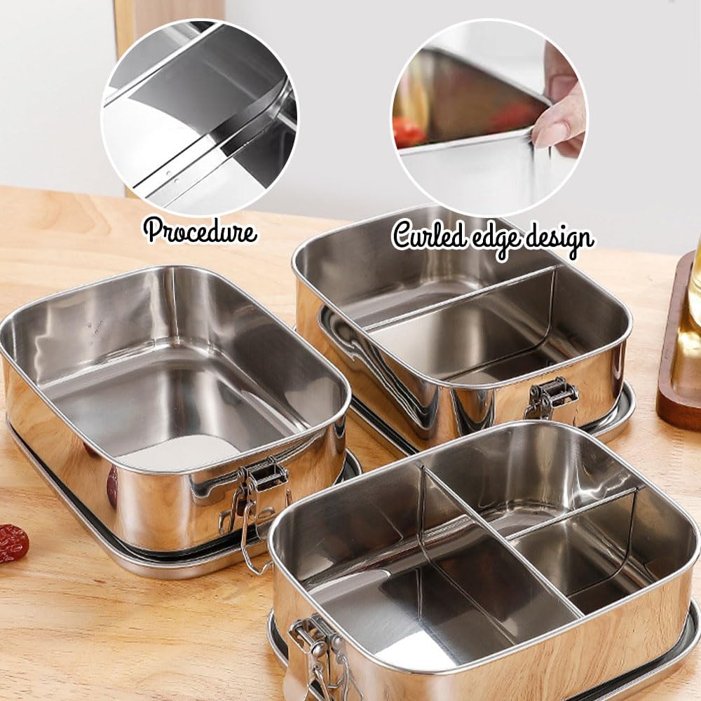 Stainless Steel Lunch Box with Compartments, Personalised Lunch Box Leak-Proof with Name Engraving, Bento Box as Lunch Box for Children and Adults with Compartments 850 ml/1400 ml/2400 ml – Bild 5