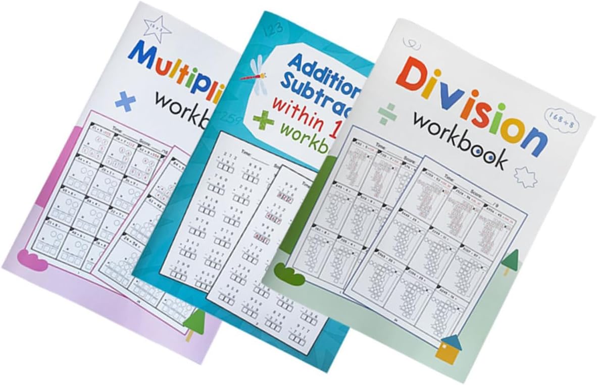 3 Stücke Mathe-lernheft Mit Multiplikations- Und Divisionsübungen Für Jungen Und Mädchen Lernblätter Mit Progressivem Schwierigkeitsgrad Für Zuhause, Klassenzimmer Oder Unterwegs