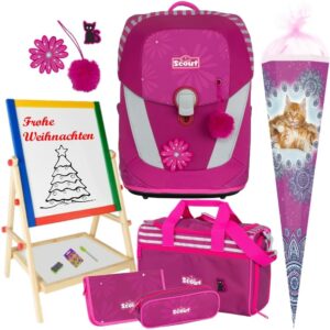Pretty Pink – Cat – Scout Sunny II with Funny Snaps® School Bag Set 6 Pieces with Sports Bag and School Bag – Free Writing Board, pink