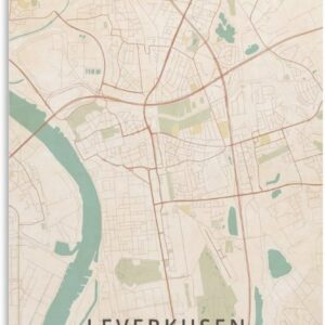 LZTEN Leverkusen Germany Map Poster Vintage Print Canvas Wall Art Print Posters for Home School Office Decoration Unframed 40x60cm