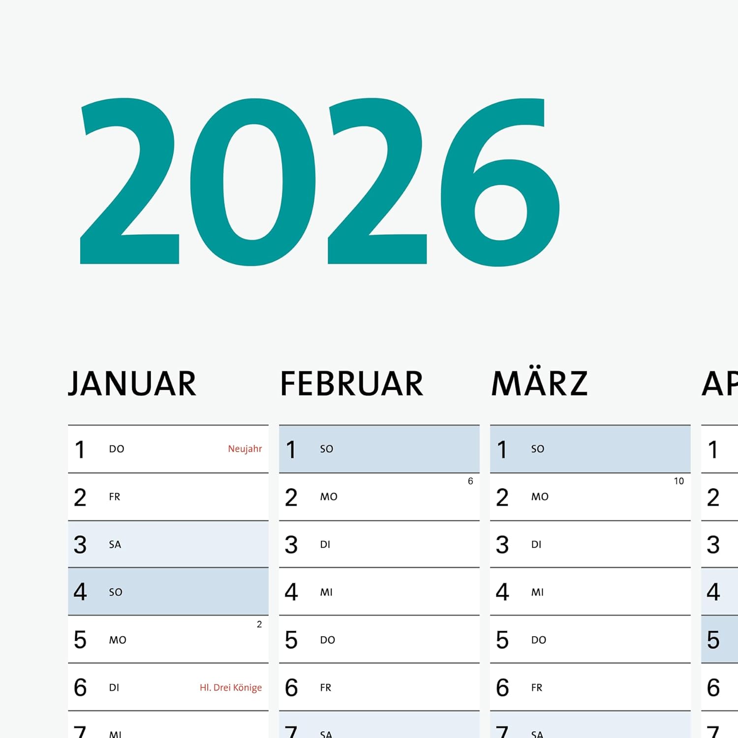 A1 Wall Calendar for 2026, Large Format (84.1 x 59.4 cm), 13 Months, Annual Calendar with Monthly Overview, Holidays, School Holidays, Monthly Planner, Folded Calendar, for Work, Office & Home – Bild 7