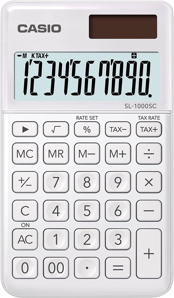 Casio SL-1000SC-WE Stylish Calculator, 10 Digits, White