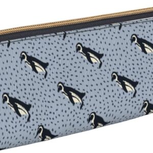 Federmäppchen mit niedlichem Pinguin-Tiermuster, dreieckig, tragbares Federmäppchen, Leder-Organizer mit Reißverschluss, Kosmetiktasche