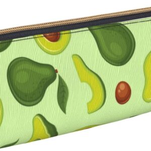 Cute Avocado Print Pencil Case Triangle Pencil Case Portable Pencil Case Leather Organizer Zipper Cosmetic Bag, White, Bag organiser