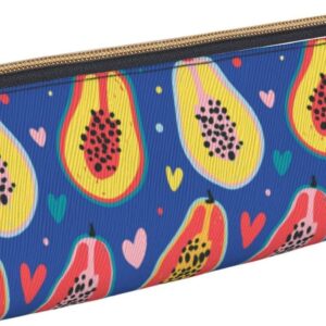 Fruit Papaya Pattern Pencil Case, Triangle Pencil Case, Portable Pencil Case, Leather Organizer with Zipper, Cosmetic Bag, White, Bag organiser