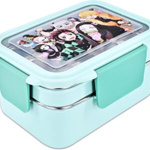 Demon slayer Lunch Boxes, Stainless Steel Portable Snack Box, Leak-proof Lunch Box with Compartments, Lunch Box for Children and Adults, Thermal Container for School, Office, Picnics 2