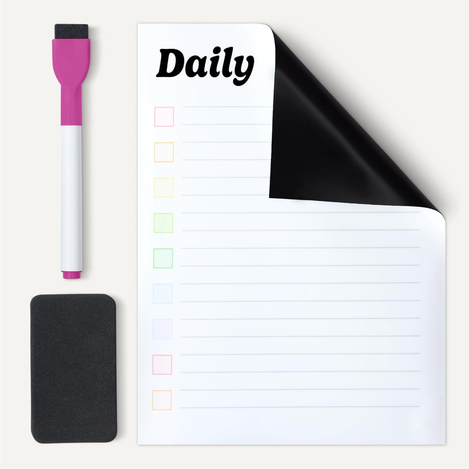 Amazon Basics Whiteboard Planner Set Magnetic Dry Erase Fridge Whiteboard Planner Set of 3, 8 Markers & Whiteboard Eraser - White – Bild 4