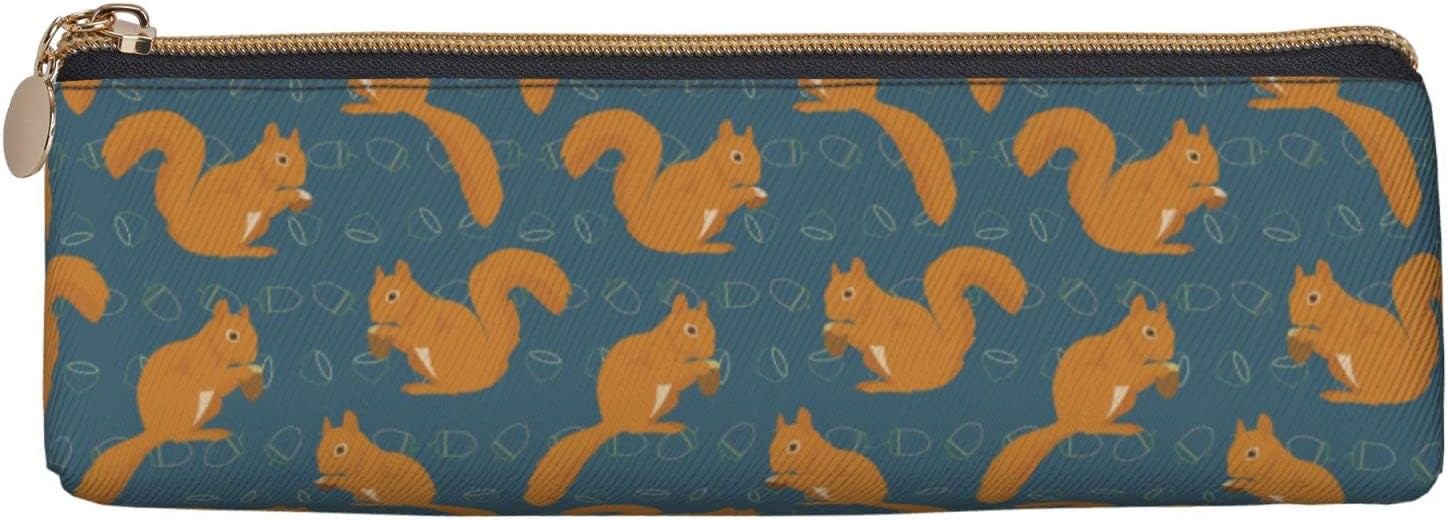 Cute Squirrel Animal Pattern Pencil Case Cosmetic Bag Pen Bag Leather Triangle Storage Bag Zipper Stationery Organizer for Adults Office, Cute Squirrel Animal Pattern 01, Bag organiser – Bild 3