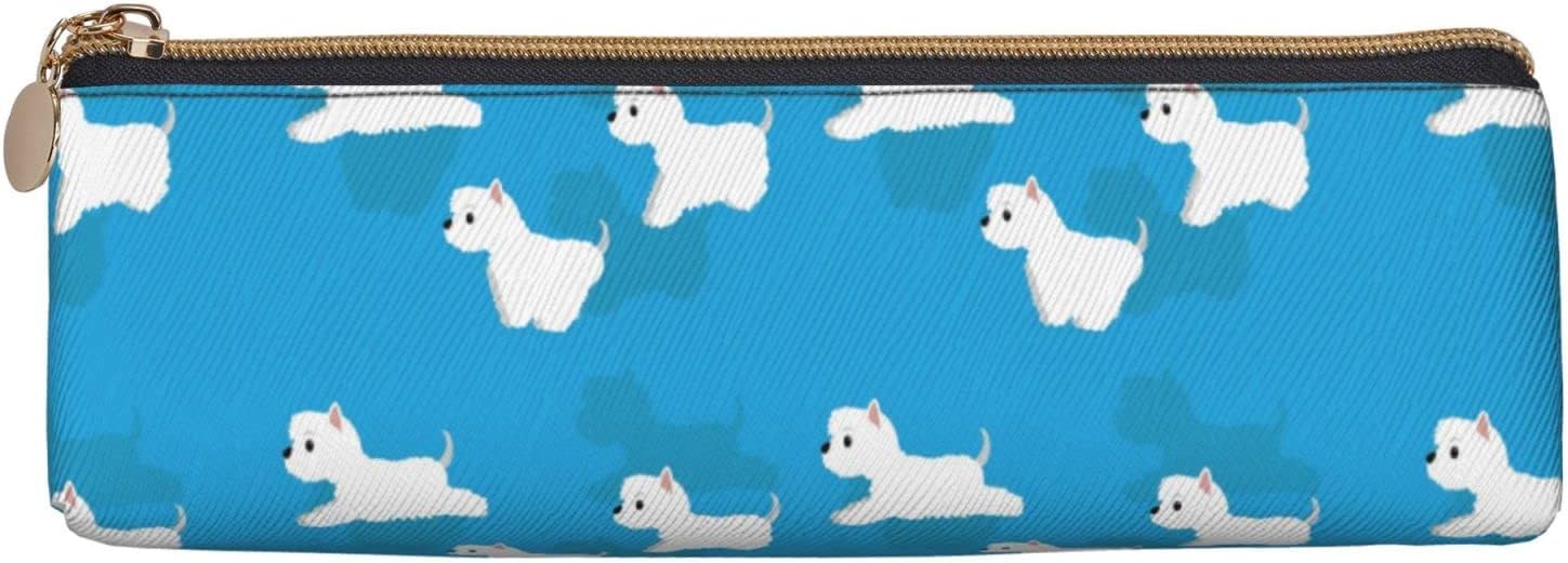 Westie Dogs Pattern(2) Federmäppchen, dreieckiges Stiftetui, tragbares Federmäppchen, Leder-Organizer mit Reißverschluss, Kosmetiktasche – Bild 2