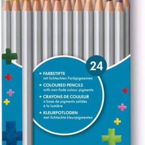 Lamy colorplus Folding Box with 24 Coloured Pencils - Bright Colour Motifs - Made of Solid Basswood with Ergonomic Triangle Shape - Thickness Lead Diameter 3.3 mm, Colouring Pencil Diameter 7.2 mm