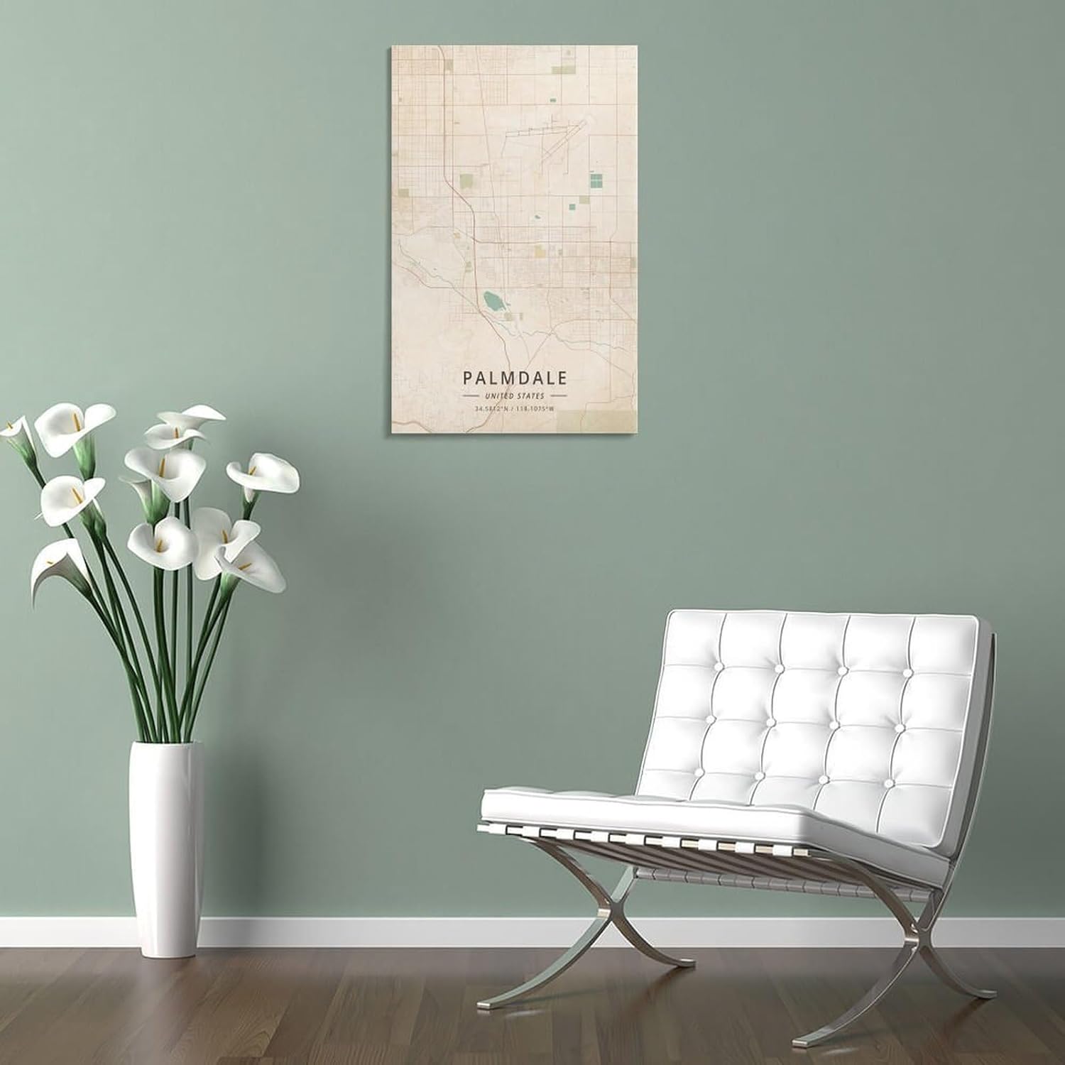LZTEN Palmdale Poster mit Karte der Vereinigten Staaten, Vintage-Druck, Leinwand, Wandkunstdruck, Poster für Zuhause, Schule, Büro, Dekorrahmen, 40 x 60 cm – Bild 5