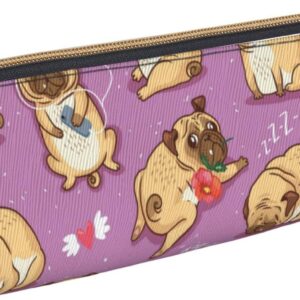 Federmäppchen mit niedlichem Tierhund-Motiv, dreieckiges Stiftetui, tragbares Federmäppchen, Leder-Organizer mit Reißverschluss, Kosmetiktasche