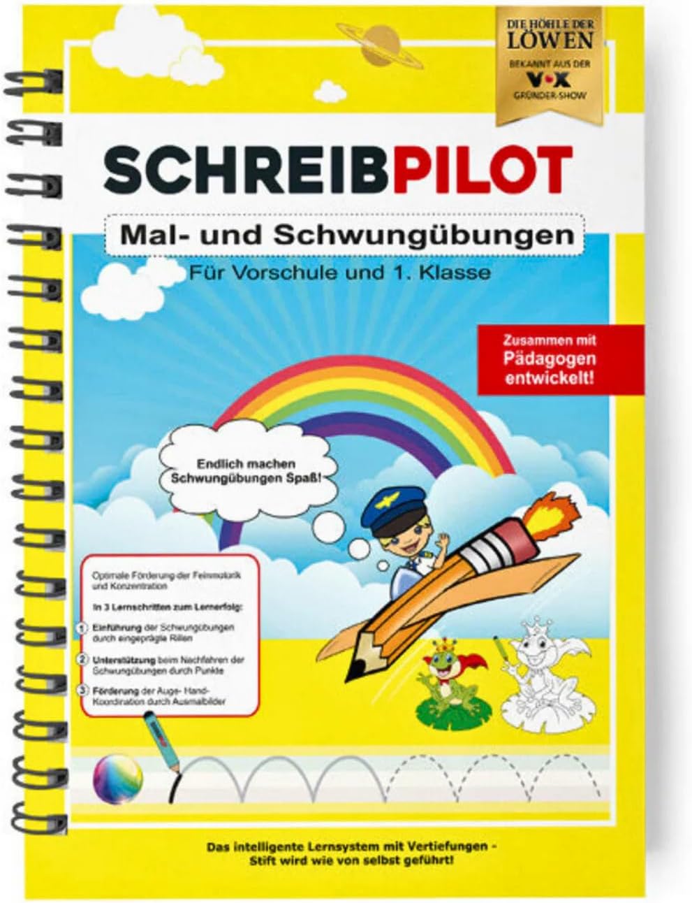 SCHREIBPILOT Writing Book for ABCs with Pre-Embossed Painting and Swing Exercises for Kindergarten and Preschool Children, Learning System Developed by Teachers, Professors and Students