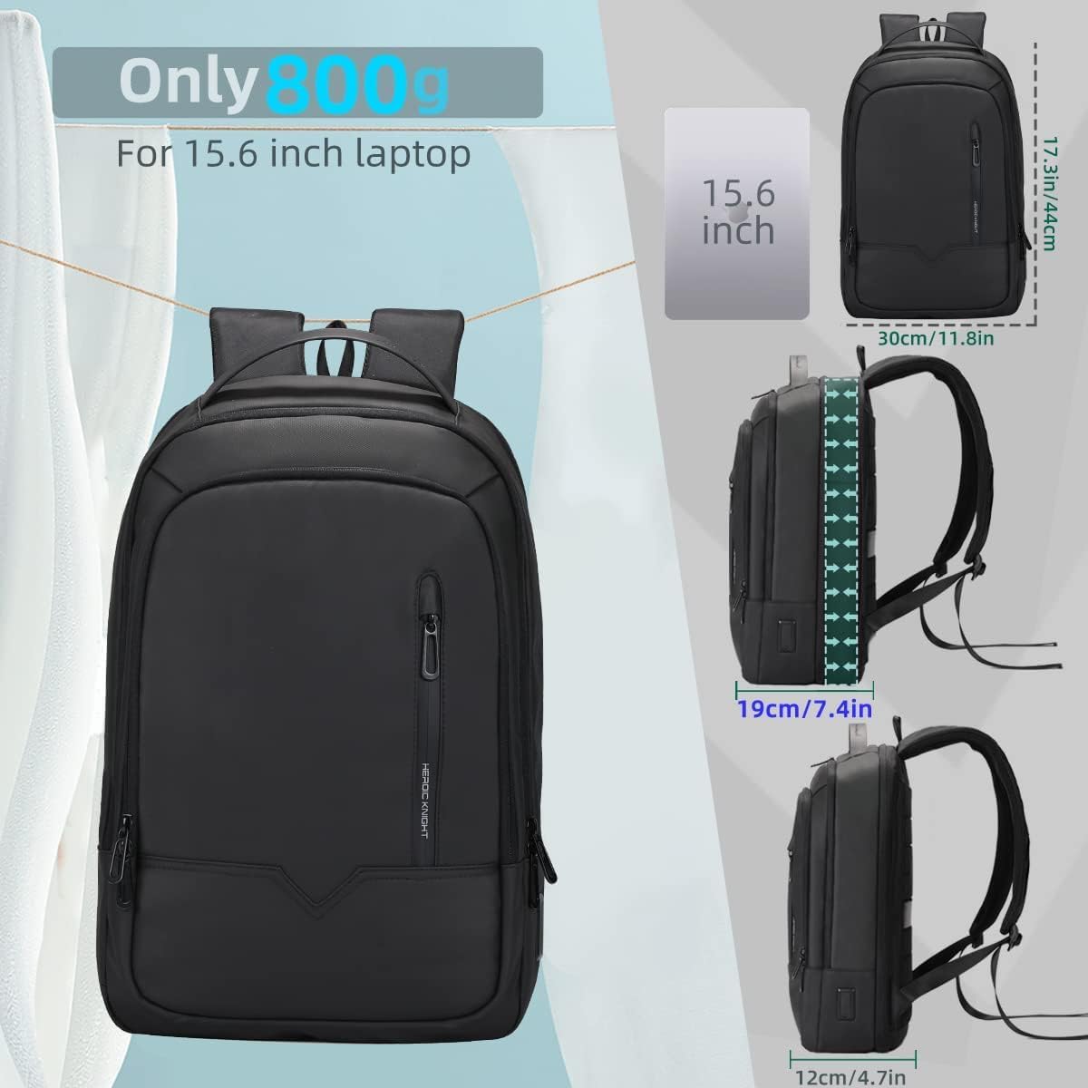 Backpack Men's Expandable Laptop Backpack 15.6 Inch Waterproof Business Backpack with USB Port Backpack Travel Backpack Hand Luggage Casual Daypack for Work School University Travel – Bild 2