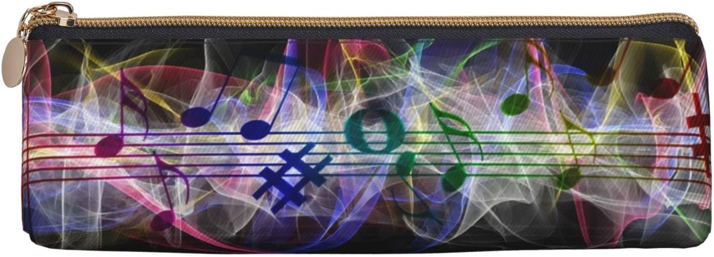Musik-Federmäppchen, Kosmetiktasche, Stifttasche, dreieckiges Leder, Aufbewahrungstasche, Reißverschluss, Schreibwaren-Organizer für Erwachsene, Büro – Bild 3