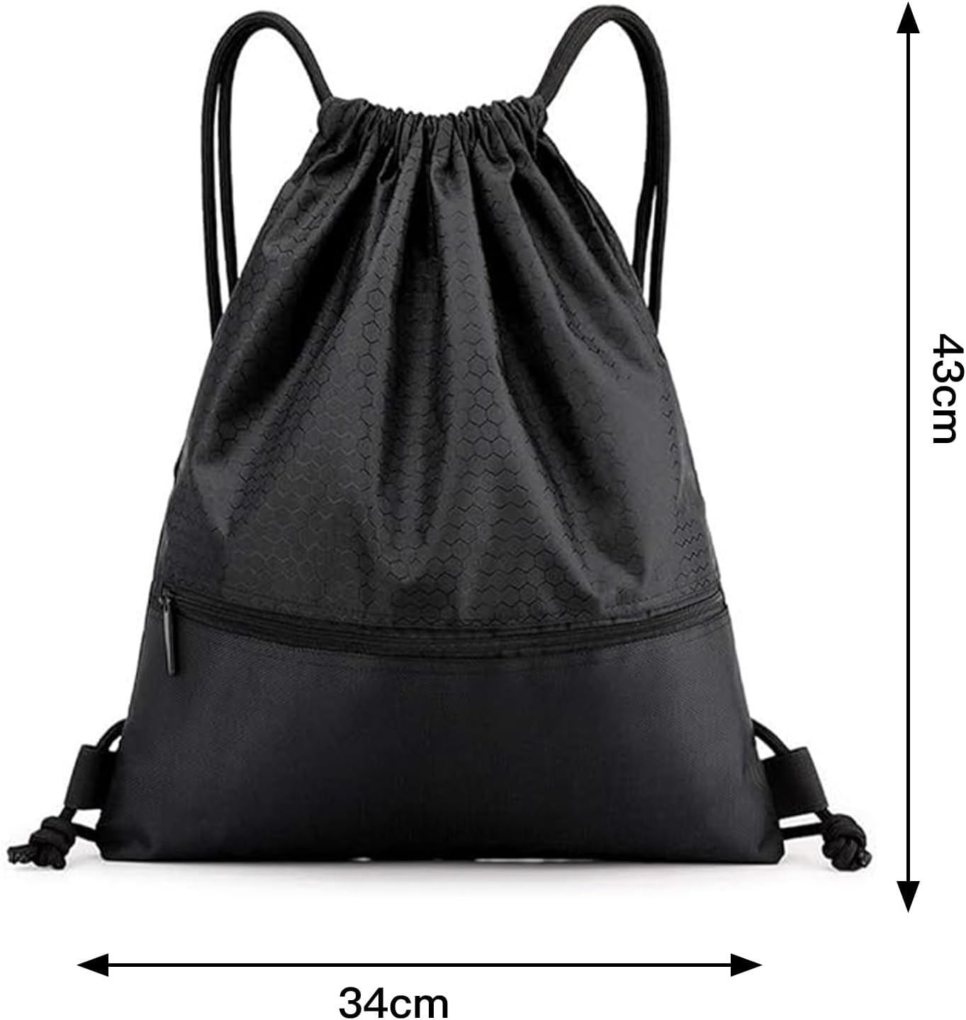 Drawstring Sports Bag, Gym Bag, Gym Bag, Waterproof Adjustable Gym Bag with Zip for Sports, Travel, School, Beach – Bild 2