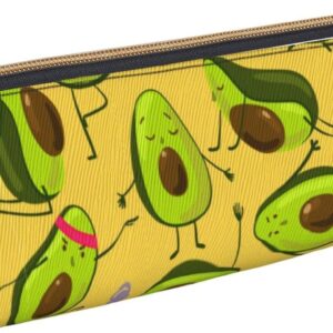 Avocado Pencil Case Triangle Portable Pencil Case Leather Organizer Zipper Cosmetic Bag, White, Bag organiser
