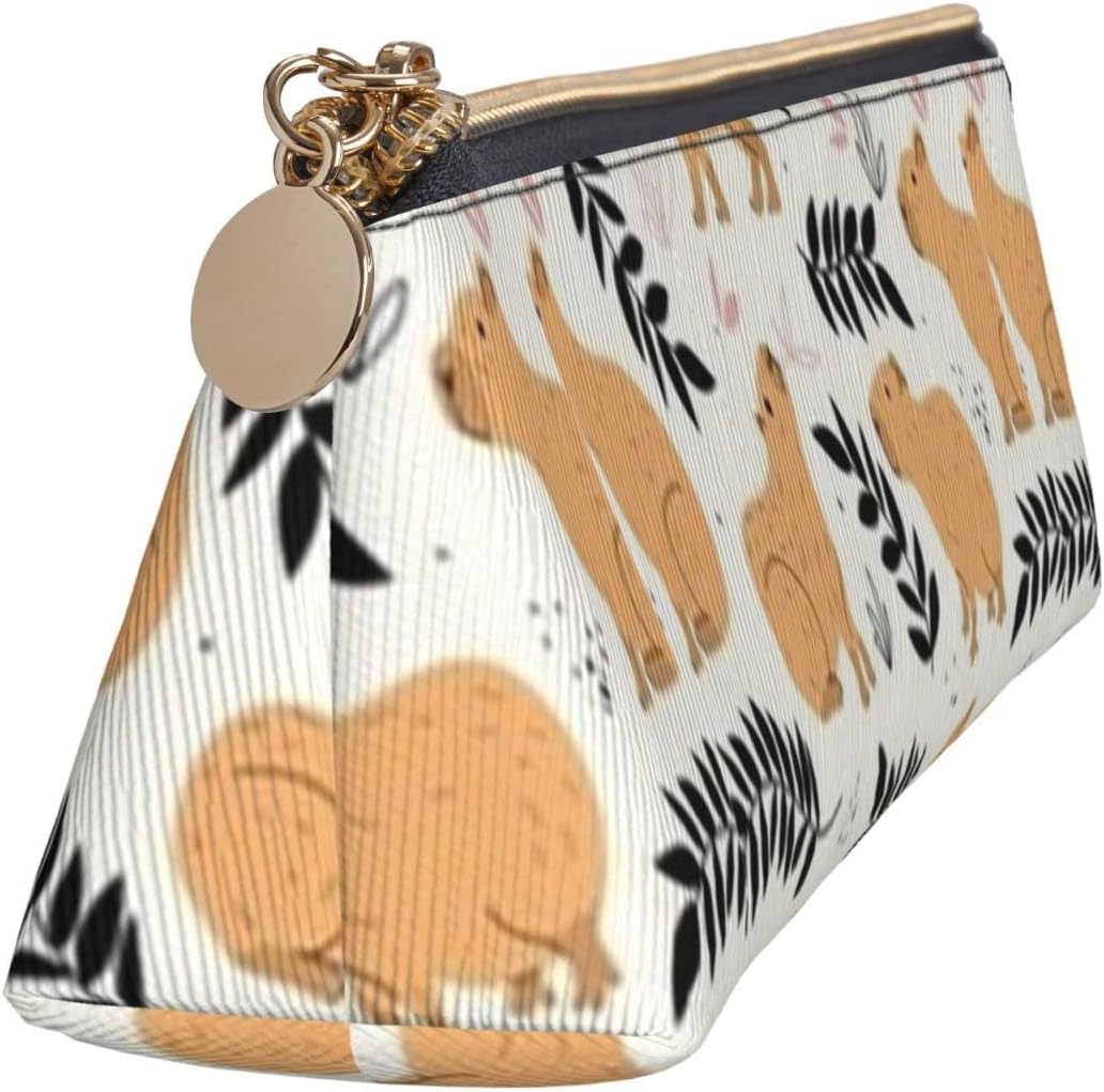Cute Capybara Animal Pattern Pencil Case, Triangle Pencil Case, Portable Pencil Case, Leather Organizer with Zipper, Cosmetic Bag, White, Bag organiser – Bild 3