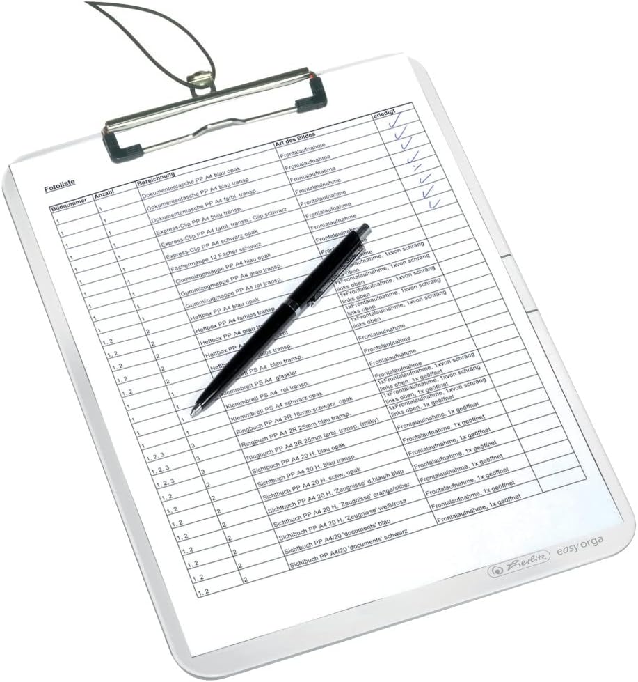 Herlitz 10842409 Clipboard A4 Kraft Paper Cover with Clip Mechanism and Hanging Hole, FSC Mix. Assorted colours. transparent – Bild 2