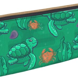 Federmäppchen mit Meeresschildkröten-Motiv, dreieckig, tragbares Federmäppchen, Leder-Organizer mit Reißverschluss, Kosmetiktasche