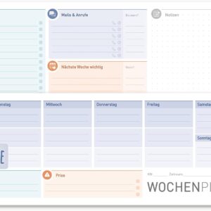 Häfft® Weekly Planner Pad Landscape Without Fixed Date "Office Life" 50 Sheets - Undated Diary with To-Do List, Goals & More - Sustainable and Climate Friendly
