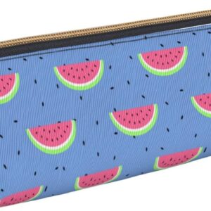 Niedliches Federmäppchen mit Wassermelonenmuster, dreieckiges Stiftetui, tragbares Federmäppchen, Leder-Organizer mit Reißverschluss, Kosmetiktasche