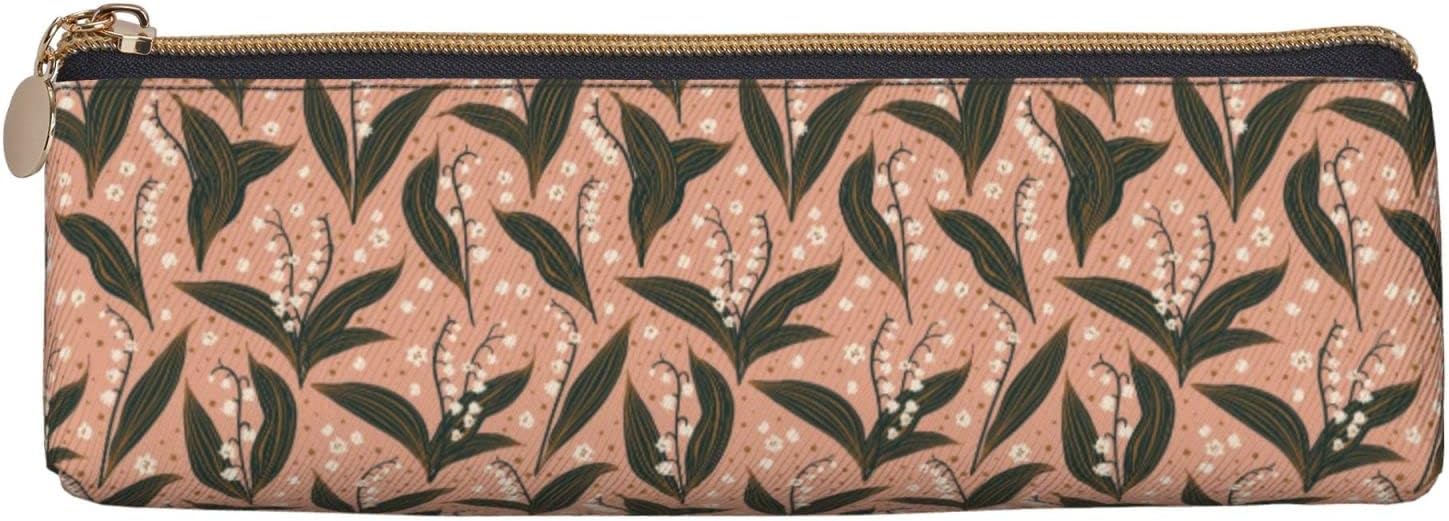 Federmäppchen mit Lilienmuster, Kosmetiktasche, Stiftetui, dreieckiges Leder, Aufbewahrungstasche mit Reißverschluss, Schreibwaren-Organizer für das Büro von Erwachsenen – Bild 3