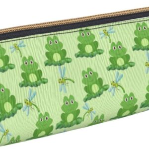 Federmäppchen mit niedlichem Frosch- und Libellenmuster, Kosmetiktasche, Stifttasche, dreieckiges Leder, Aufbewahrungstasche mit Reißverschluss, Schreibwaren-Organizer für das Büro von Erwachsenen